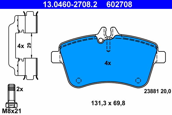 Brake Pad Set, disc brake (13.0460-2708.2)