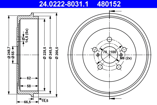 Brake Drum (24.0222-8031.1)