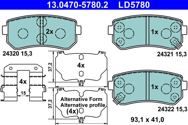 Brake Pad Set, disc brake (13.0470-5780.2)