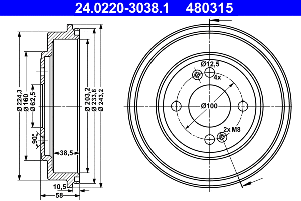 Brake Drum (24.0220-3038.1)