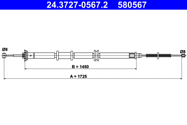 Cable Pull, parking brake (24.3727-0567.2)