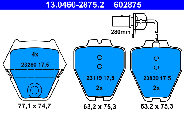 Brake Pad Set, disc brake (13.0460-2875.2)