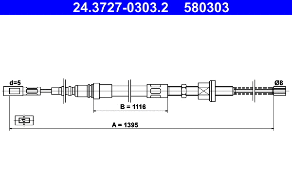 Cable Pull, parking brake (24.3727-0303.2)