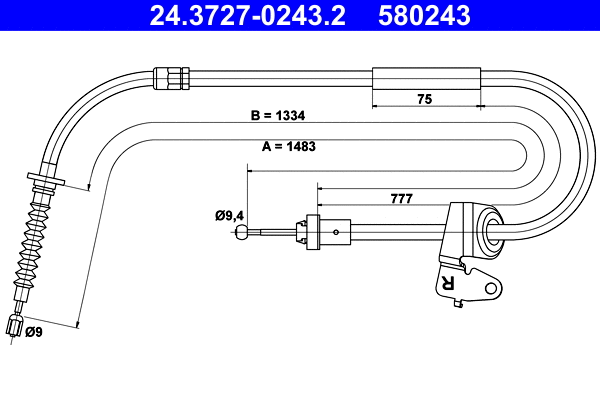 Cable Pull, parking brake (24.3727-0243.2)