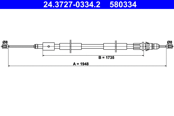 Cable Pull, parking brake (24.3727-0334.2)