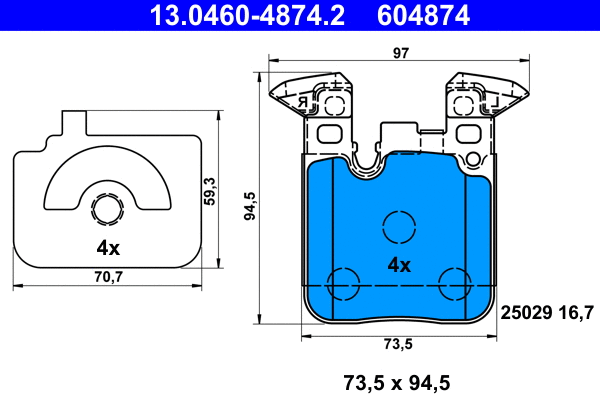 Brake Pad Set, disc brake (13.0460-4874.2)