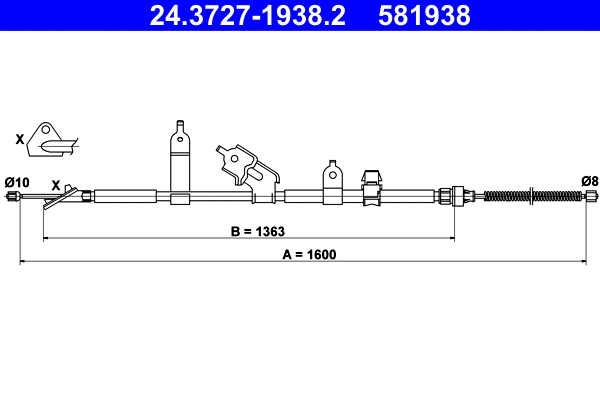 Cable Pull, parking brake (24.3727-1938.2)