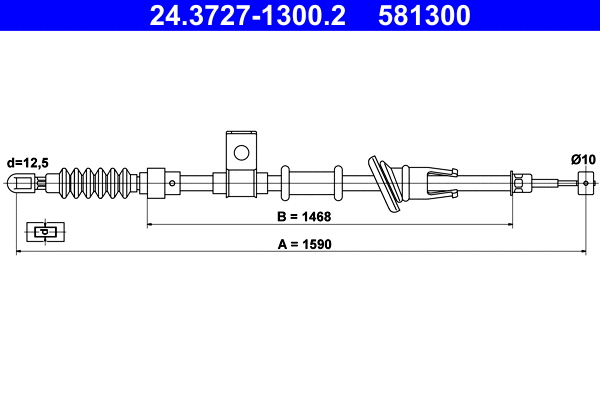 Cable Pull, parking brake (24.3727-1300.2)