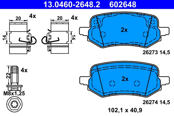 Brake Pad Set, disc brake (13.0460-2648.2)