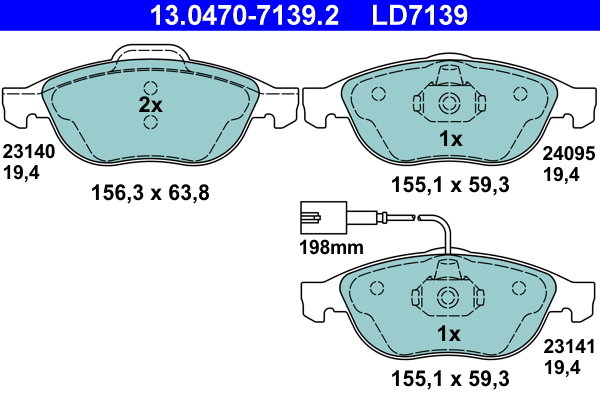 Brake Pad Set, disc brake (13.0470-7139.2)