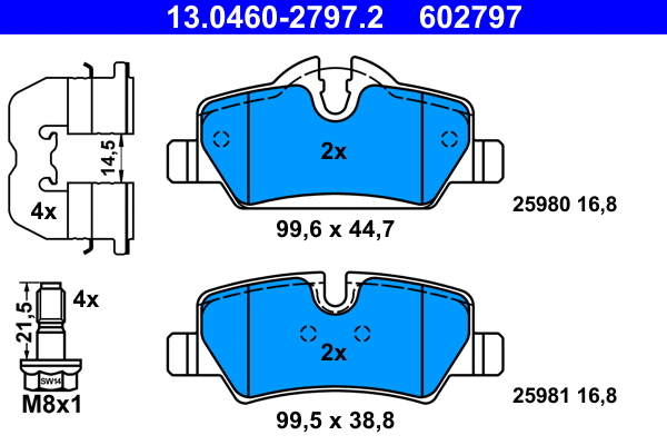Brake Pad Set, disc brake (13.0460-2797.2)