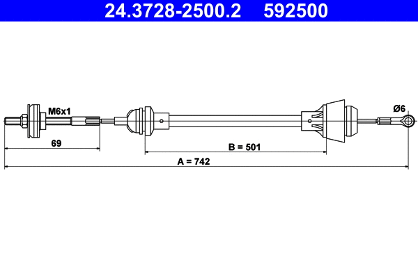 Cable Pull, clutch control (24.3728-2500.2)