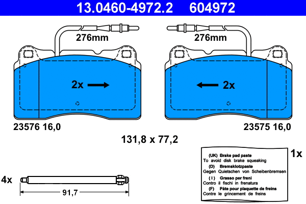 Brake Pad Set, disc brake (13.0460-4972.2)