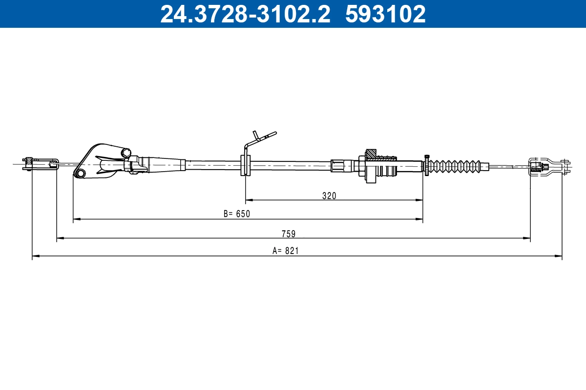 Cable Pull, clutch control (24.3728-3102.2)