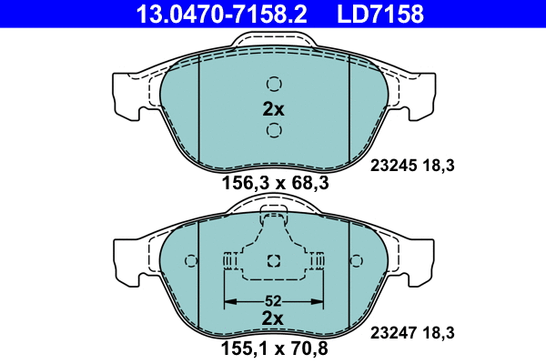 Brake Pad Set, disc brake (13.0470-7158.2)