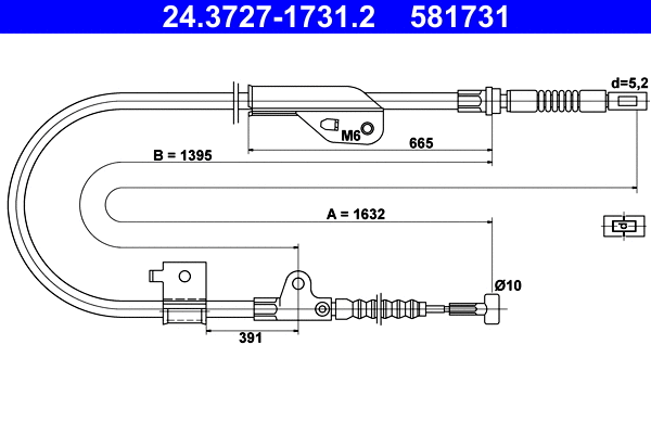 Cable Pull, parking brake (24.3727-1731.2)