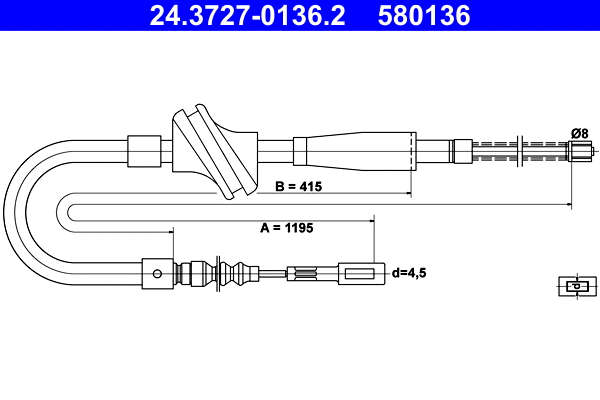 Cable Pull, parking brake (24.3727-0136.2)