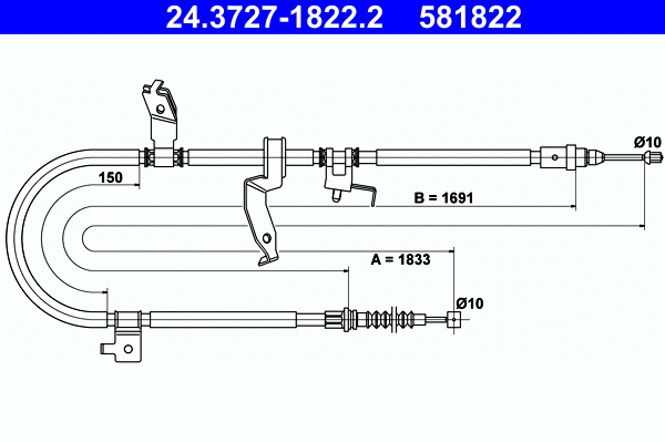 Cable Pull, parking brake (24.3727-1822.2)