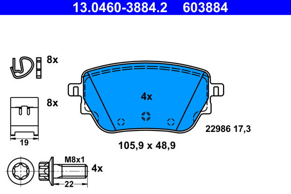Brake Pad Set, disc brake (13.0460-3884.2)