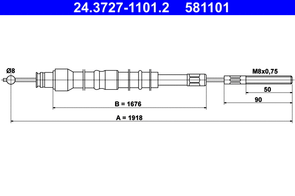 Cable Pull, parking brake (24.3727-1101.2)