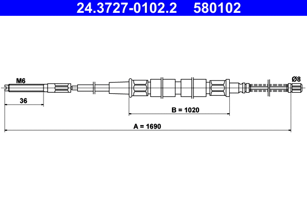 Cable Pull, parking brake (24.3727-0102.2)