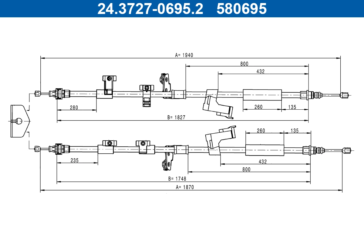 Cable Pull, parking brake (24.3727-0695.2)