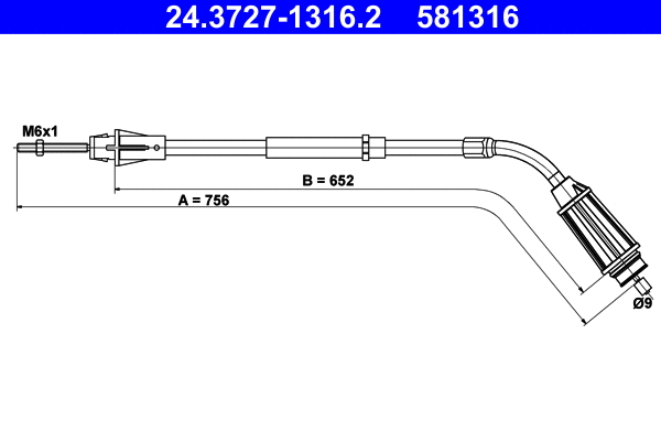Cable Pull, parking brake (24.3727-1316.2)