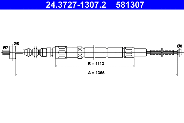 Cable Pull, parking brake (24.3727-1307.2)