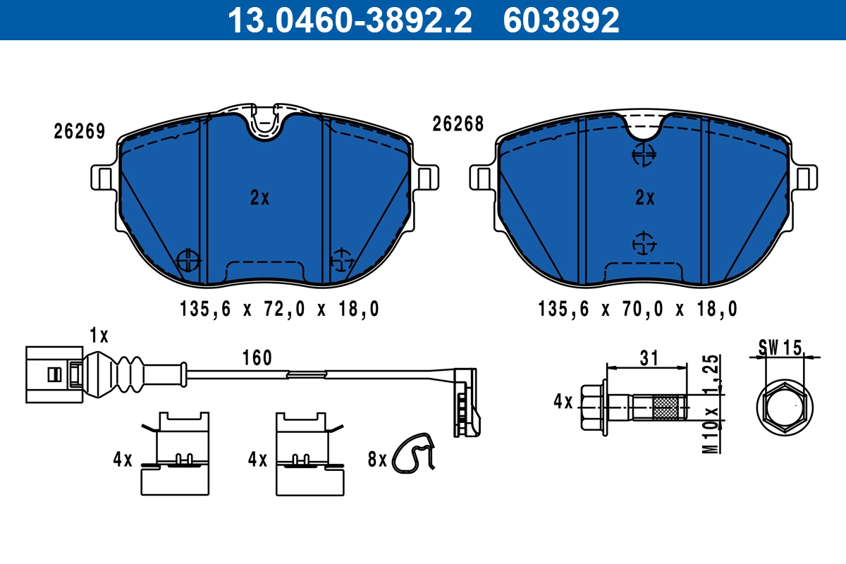 Brake Pad Set, disc brake (13.0460-3892.2)