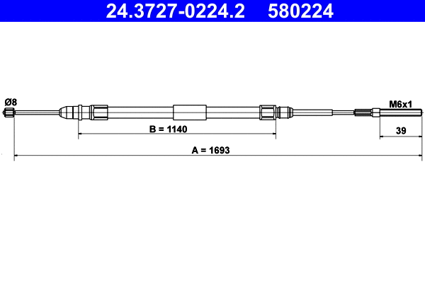 Cable Pull, parking brake (24.3727-0224.2)