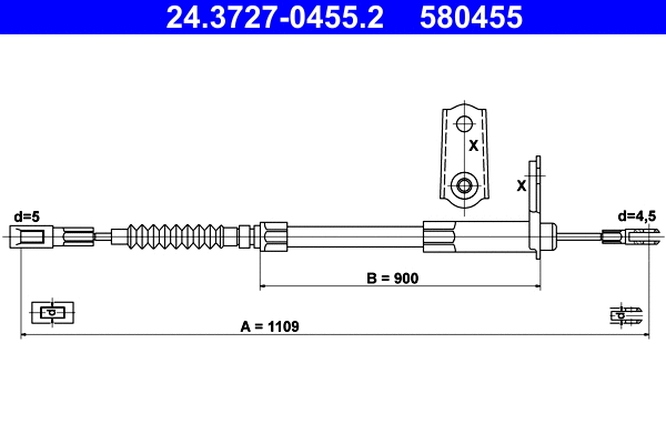 Cable Pull, parking brake (24.3727-0455.2)