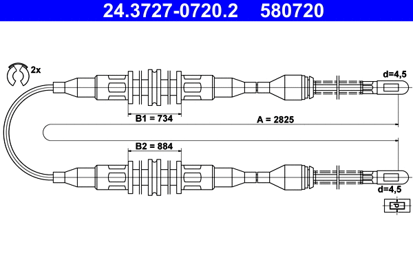 Cable Pull, parking brake (24.3727-0720.2)