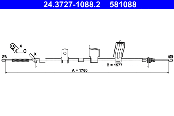 Cable Pull, parking brake (24.3727-1088.2)