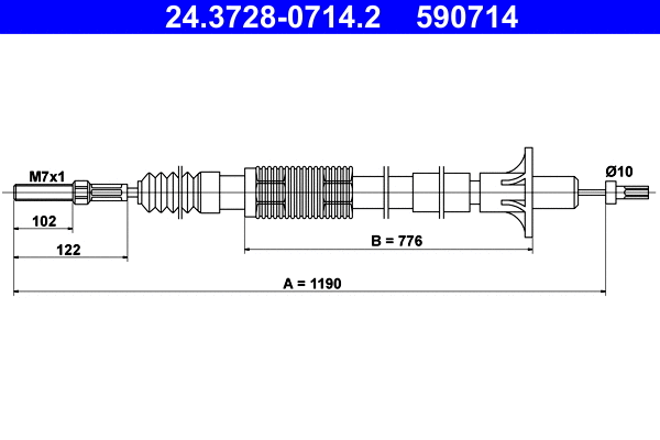 Cable Pull, clutch control (24.3728-0714.2)