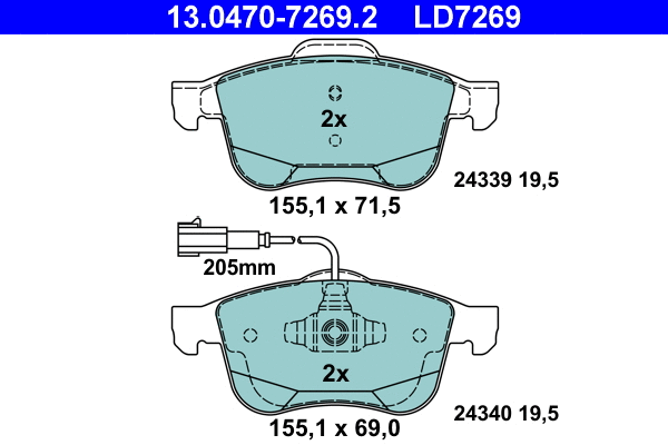 Brake Pad Set, disc brake (13.0470-7269.2)
