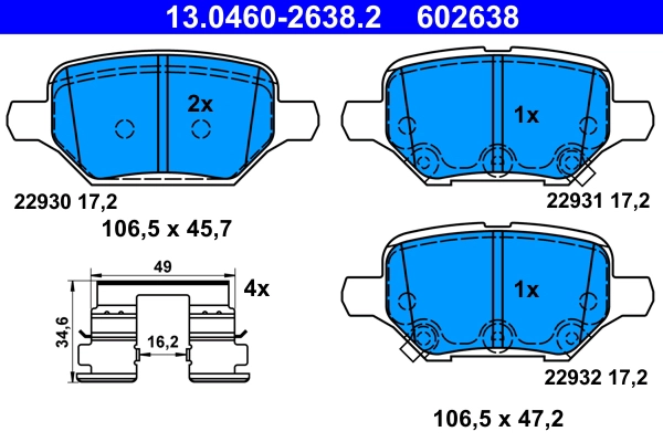 Brake Pad Set, disc brake (13.0460-2638.2)