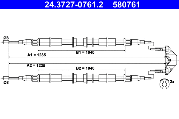 Cable Pull, parking brake (24.3727-0761.2)