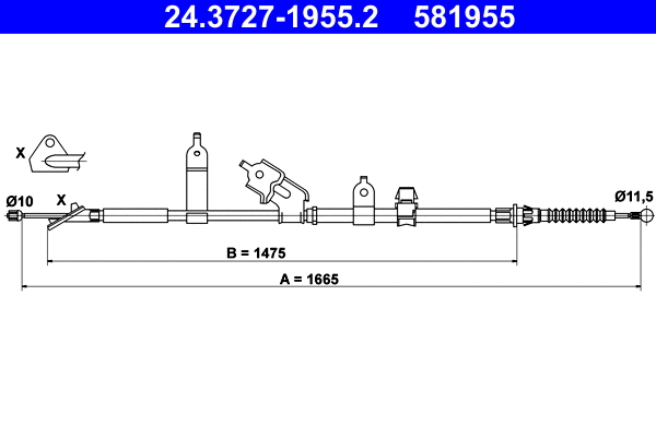 Cable Pull, parking brake (24.3727-1955.2)