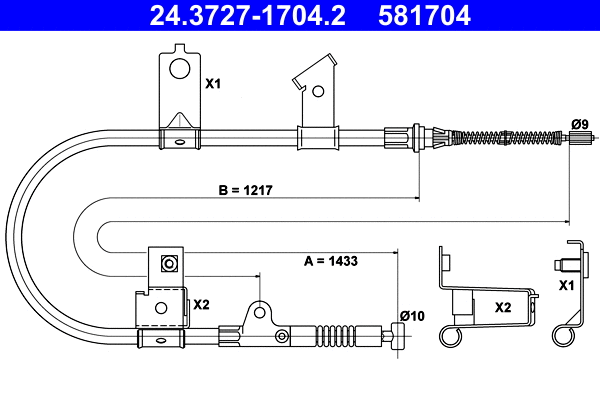 Cable Pull, parking brake (24.3727-1704.2)