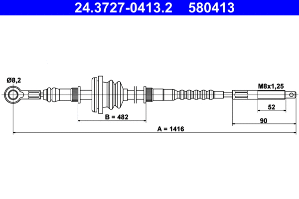 Cable Pull, parking brake (24.3727-0413.2)