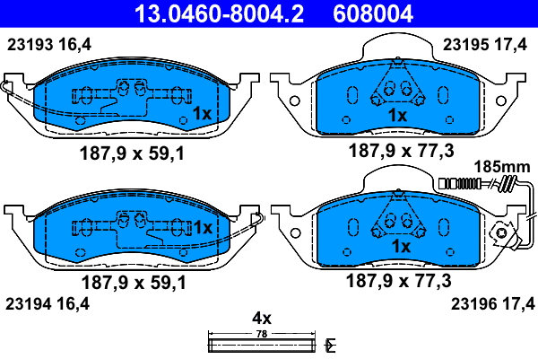Brake Pad Set, disc brake (13.0460-8004.2)