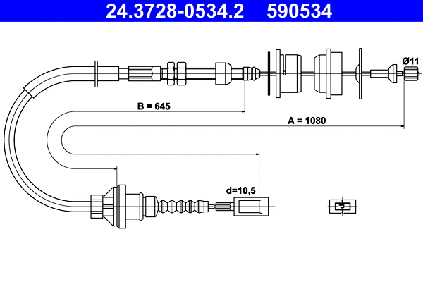 Cable Pull, clutch control (24.3728-0534.2)