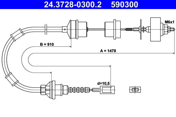 Cable Pull, clutch control (24.3728-0300.2)