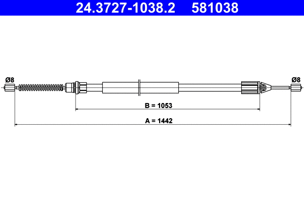 Cable Pull, parking brake (24.3727-1038.2)