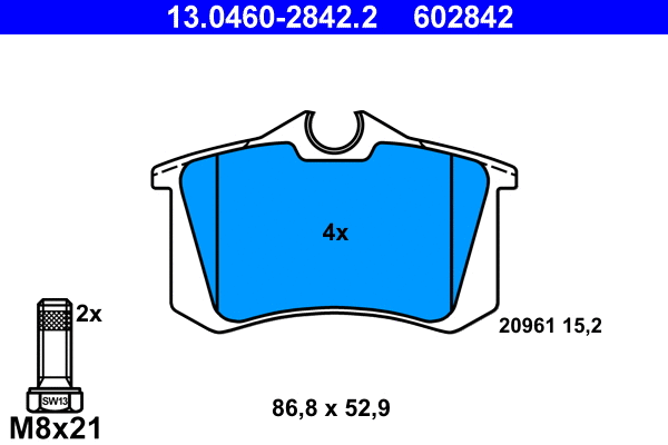 Brake Pad Set, disc brake (13.0460-2842.2)