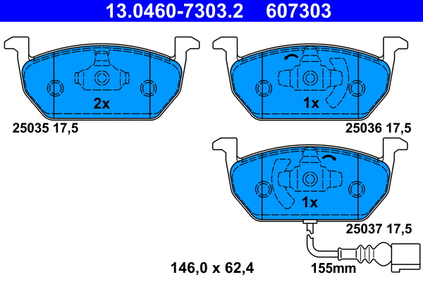 Brake Pad Set, disc brake (13.0460-7303.2)