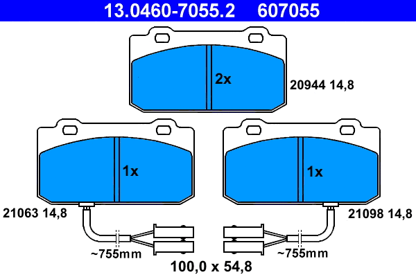 Brake Pad Set, disc brake (13.0460-7055.2)