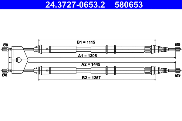 Cable Pull, parking brake (24.3727-0653.2)