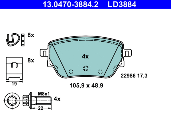 Brake Pad Set, disc brake (13.0470-3884.2)