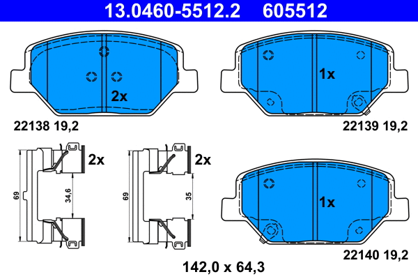 Brake Pad Set, disc brake (13.0460-5512.2)